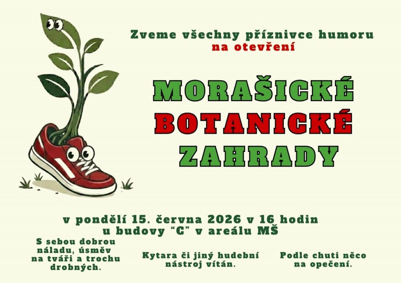 Botanická zahrada u pavilonu C v areálu MŠ 15.6. v 16. hodin